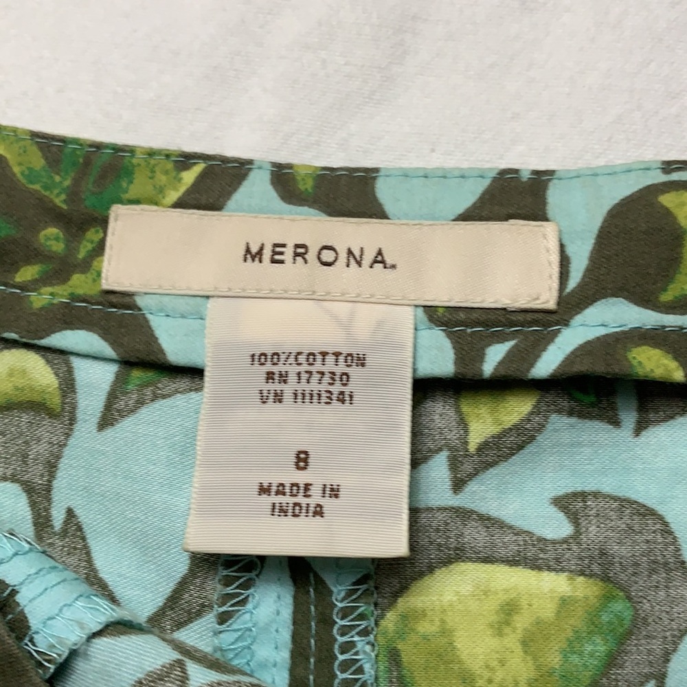 Merona Blue & Green Floral print cotton skirt - Picture 6 of 8